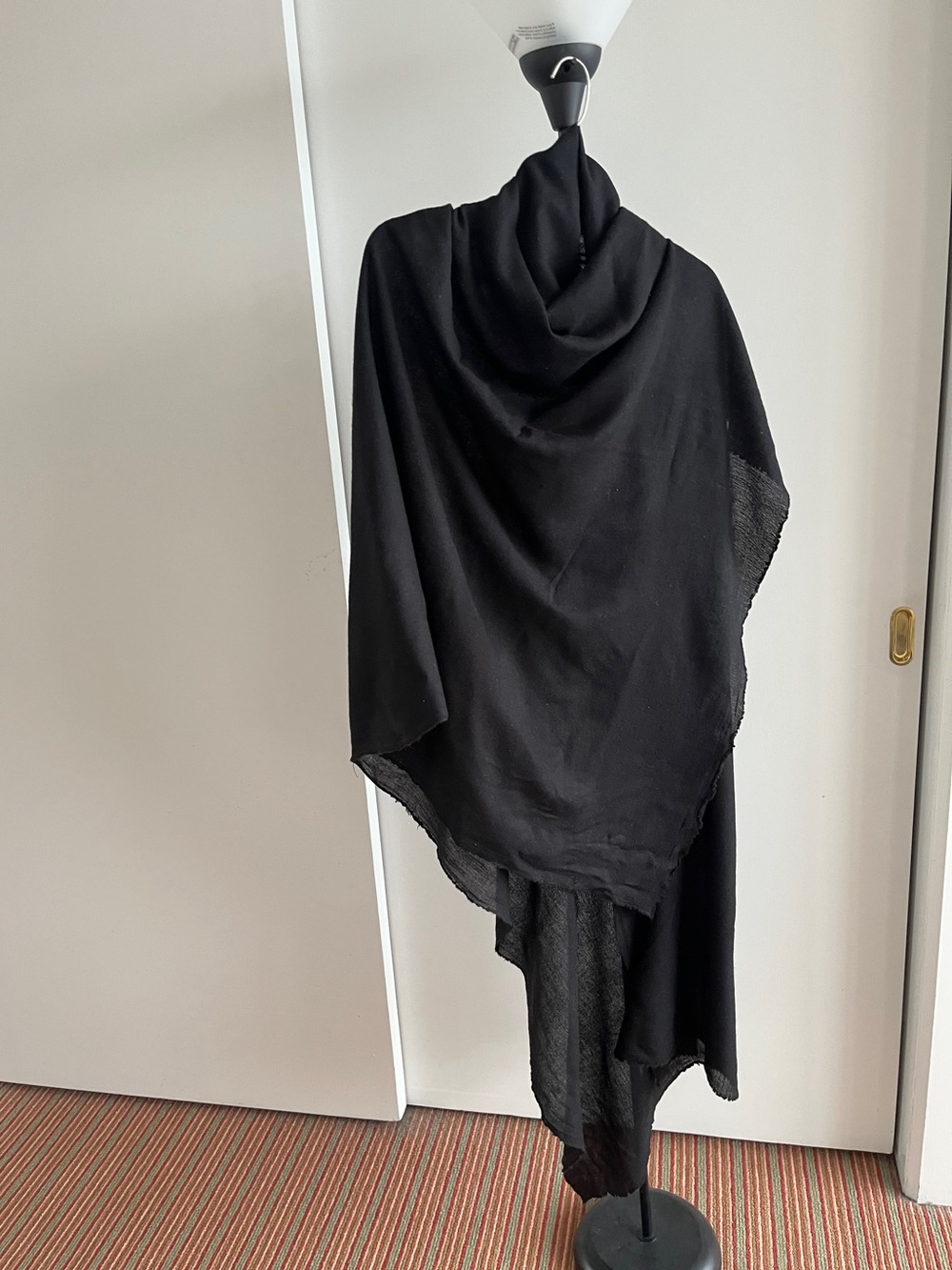 Chic Jet Black Large Scarf Shawl Soft Woven Wool Like Feel 41" x 76"